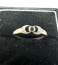 9ct gold vintage sapphire & diamond ring (1.7g)
