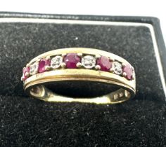 9ct gold ruby & diamond half eternity ring (2.4g)