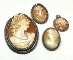 A collection of silver shell cameo jewellery (27g)