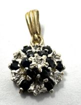 9ct gold diamond & sapphire pendant weight 1g