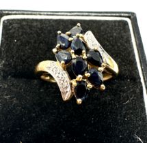 9ct gold diamond & sapphire ring 2.8g