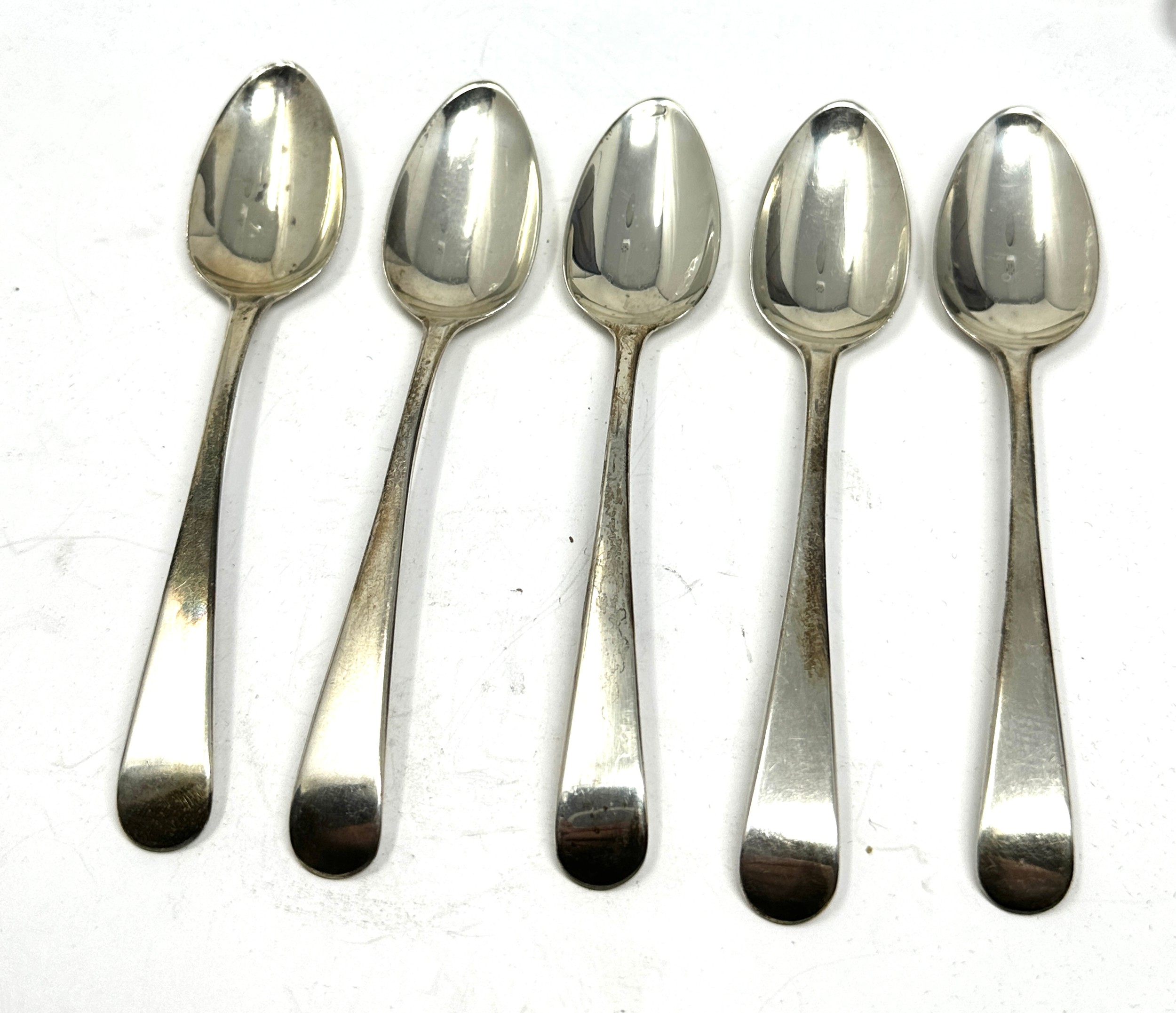 5 x . georgian silver teaspoons
