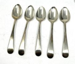 5 x . georgian silver teaspoons