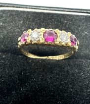 18ct gold antique ruby & diamond ring (3.2g)