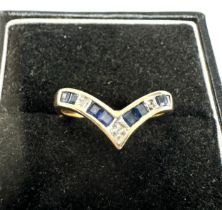 9ct gold sapphire & diamond ring weight 1.8g