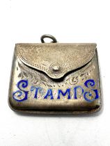 antique silver stamp case w/ enamel