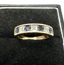 Vintage 9ct gold diamond & sapphire half eternity ring weight 2.7g