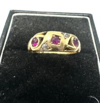 18ct gold ruby & diamond antique ring (3.1g)