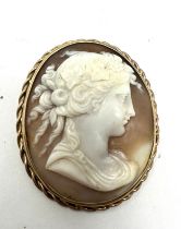 9ct gold vintage carved shell cameo portrait brooch (11.7g)