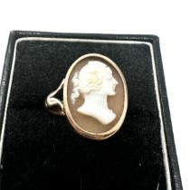 gold antique carved shell cameo portrait ring (3g)