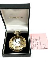 Gents Gold Tone MOUNT ROYAL Pocket Watch Hand-wind Working Boxed