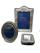 3 x Vintage Hallmarked STERLING SILVER Photo Frames largest measures approx 17cm by 12cm