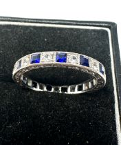 9ct white gold synthetic spinel & synthetic sapphire eternity ring (3.4g)