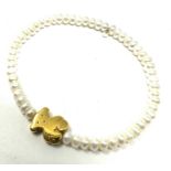 18ct gold 'Tous' cultured button pearl Teddy Bear bracelet (4.9g)