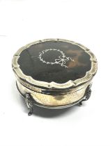 Antique silver jewellery trinket box w/ tortoiseshell insert