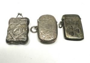 3 x .925 sterling vesta / match cases