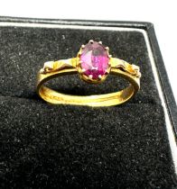 Antique 18ct gold amethyst ring weight 2.5g