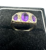 9ct gold antique amethyst & paste ring (2.8g)
