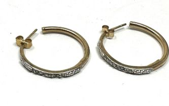 9ct gold diamond paired hoop earrings (2.8g)