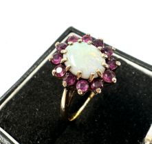 Vintage 9ct gold opal & amethyst ring weight 4.7g