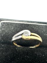 9ct gold bi-colour diamond ring (1.4g)