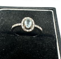 18ct gold aquamarine & diamond ring (2.5g)