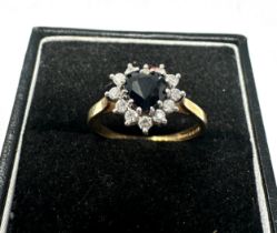 9ct gold sapphire & cubic zirconia heart dress ring (2.3g)