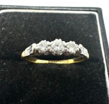 18ct gold & platinum antique diamond trilogy ring (3.1g)