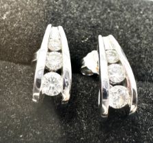 18ct white gold diamond earrings est 0.50 ct diamonds weight 3.4g