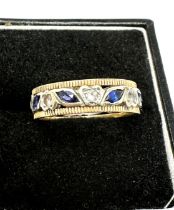 Vintage 9ct gold sapphire & white stone eternity ring weight 3.8g