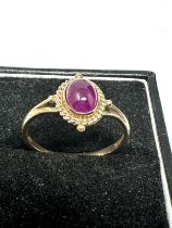 9ct gold vintage ruby solitaire ring (2.7g)