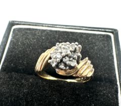 9ct gold vintage diamond cluster twist ring (2.8g)