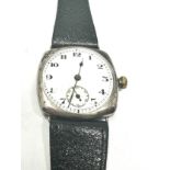 STERLING SILVER Trench Style Gents Hand-wind Wristwatch Working