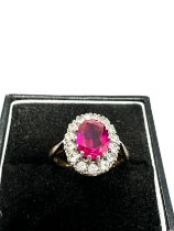 9ct gold antique synthetic ruby & paste cluster dress ring (3.3g)