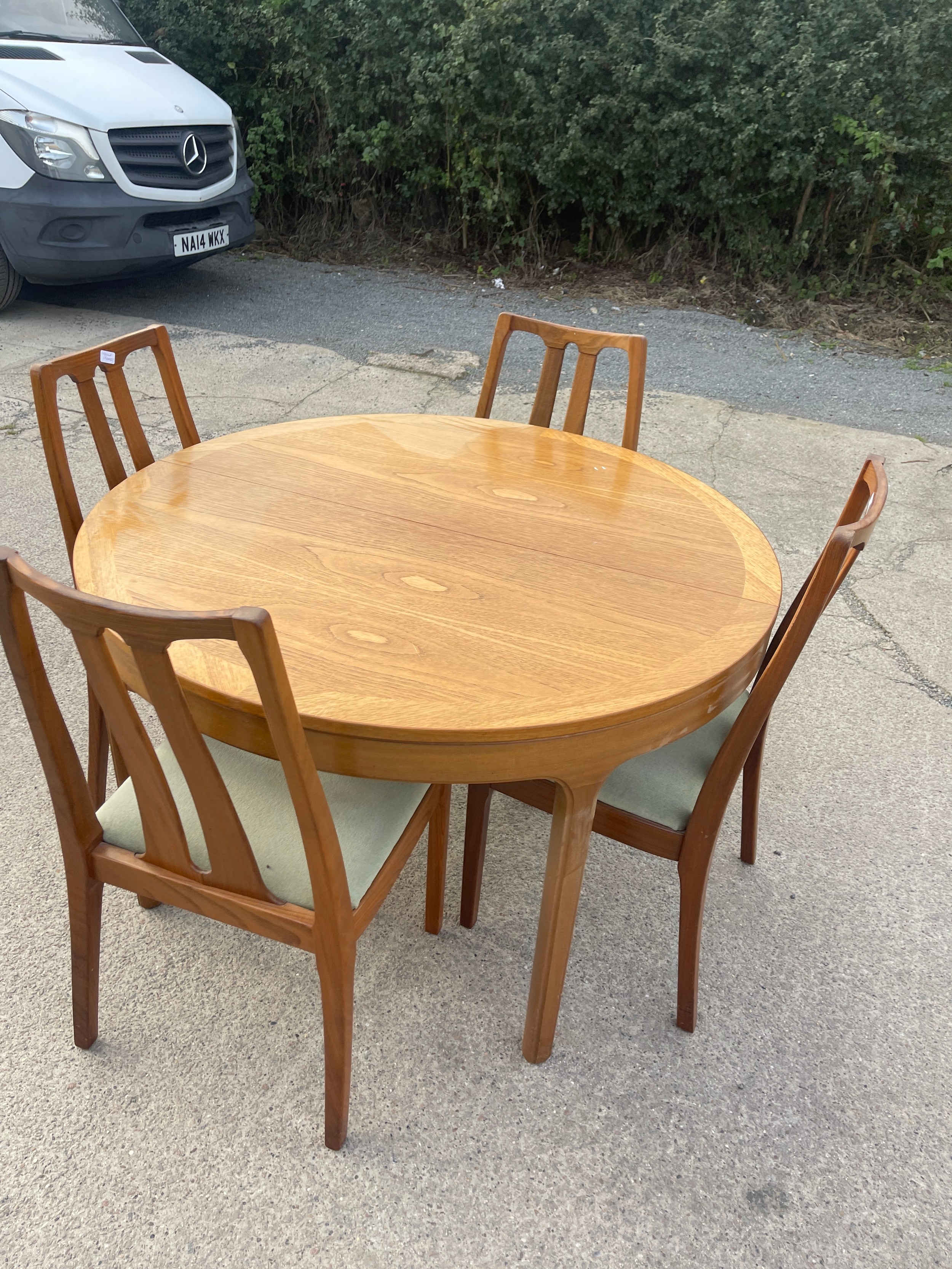 Mid century teak Nathan extending table and 4 chairs table measures approximately 48 inches - Image 3 of 3