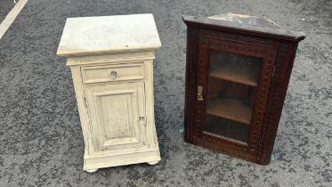 Painted 1 door 1 drawer pot cupboard and a corner cabinet 30 inches tall