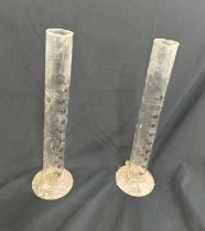 2 Vintage glass scientific measuring tubes, 9.5 inches tall