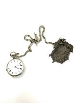 Sterling silver double Albert pocket watch chain and complete with silver pocket watch and small