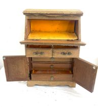 Miniature bureau jewellery cabinet, measures approximately 14 inches tall 10 inches wide 5 inches