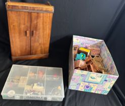 Selection of vintage and later dolls house furniture etc