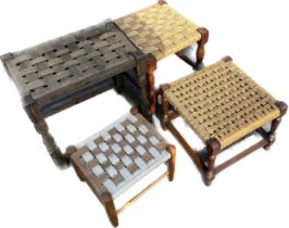 4 wicker topped foot stools