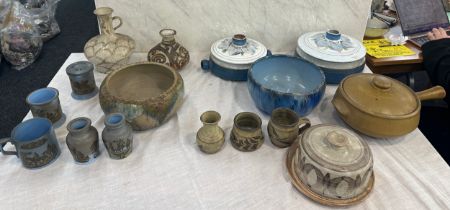 Selection of stoneware items to include tureens, vases, bowls etc
