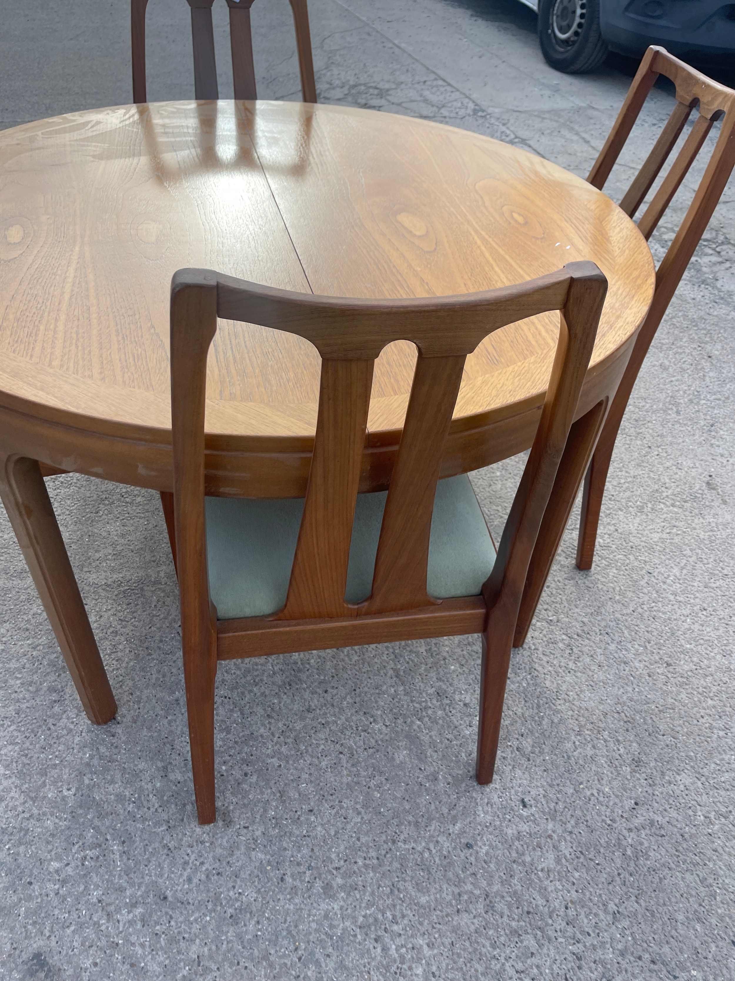 Mid century teak Nathan extending table and 4 chairs table measures approximately 48 inches - Image 2 of 3