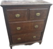 Edwardian 2 over 2 chest of drawers with original brass handles measures approx 42 inches tall by 36