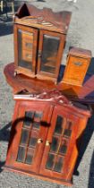 2 Antique smokers/ pipe cabinets and a wall hanging storage cabinet