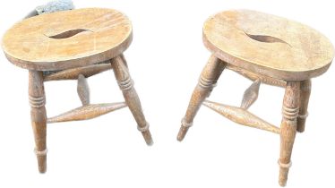 Pair of farm house stools overall height approx 18 inches