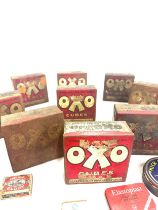 Selection of vintage and later advertising tins includes OXO etc