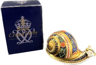 A Royal Crown Derby paperweight, Garden Snail, this is number 4,348 of a limited edition of 4,500,