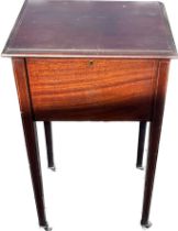 Edwardian mahogany sewing table measures approximately 26 inches tall 15 inches wide 11 inches