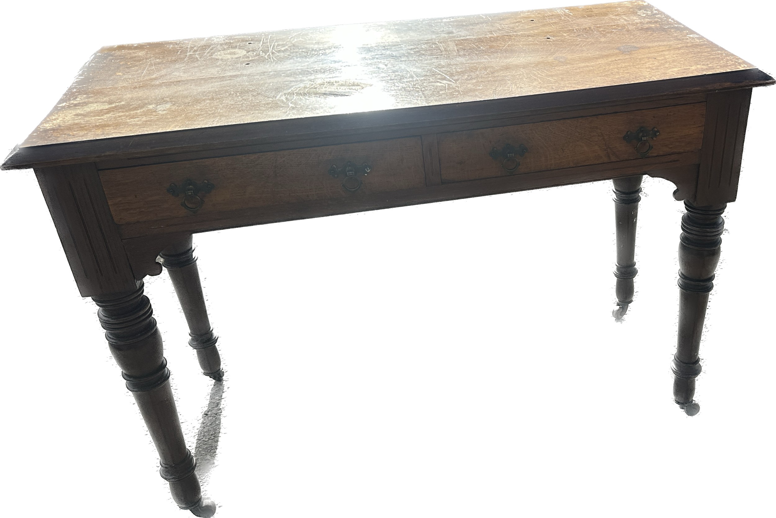 Edwardian console table on castors measures approx 29 inches tall by 43 ...